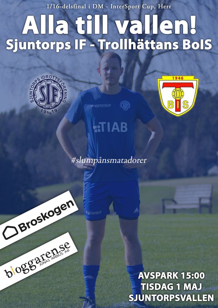 sjuntorpsif's tweet photo. Dags för stormatch i DM’s 16-del.
Välkomna till Sjuntorpsvallen, @tbisfotboll &amp; alla supporters!
#AllaTillVallen #2stadfotboll #raktuppikrysset https://t.co/44H0dgW5KM