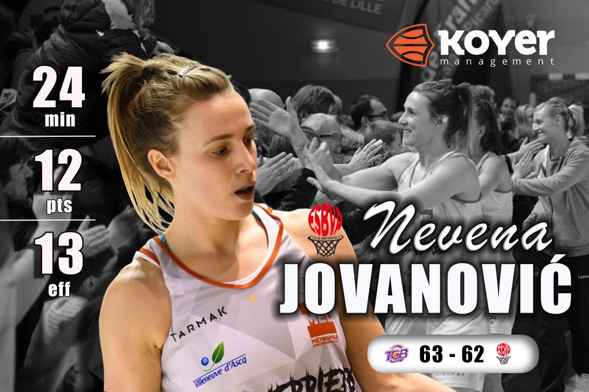 koyersport's tweet photo. Fighters never give up! Our ๐ท๐ธNT SG @NJovanovic33 did all she could to prevent @ESBVALM from losing in ๐ซ๐ท@basketlfb 1/4 Finals. In vain. Her 12PTS-13EFF in 24min were not enough to see off @TarbesBF. Great effort & mentality Neca! #KOYER #KoyerSport #WeLoveOurPlayers https://t.co/8Tq3dHr0jI