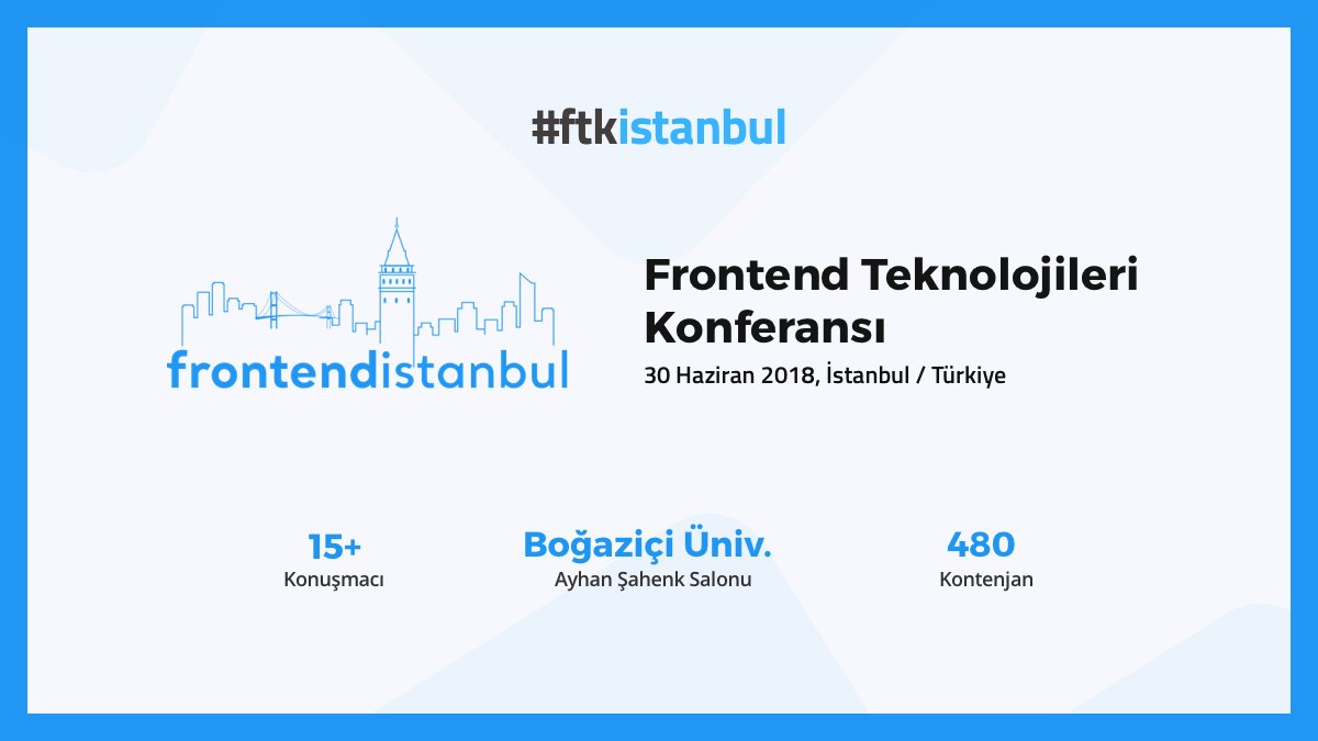 kadinbilisimci's tweet photo. 📢 @feistanbul'un düzenlediği, heyecanla beklediğimiz Frontend Teknolojileri Konferansı 30 Haziran'da gerçekleşecek! 🎉
Konuşmacı başvuruları: https://t.co/k2eenOKfys
Etkinlik detayları: https://t.co/u9LolvN4eH
Orada görüşmek üzere! 🤗
#ftk2018 @feistanbul https://t.co/VVlR06UeMi