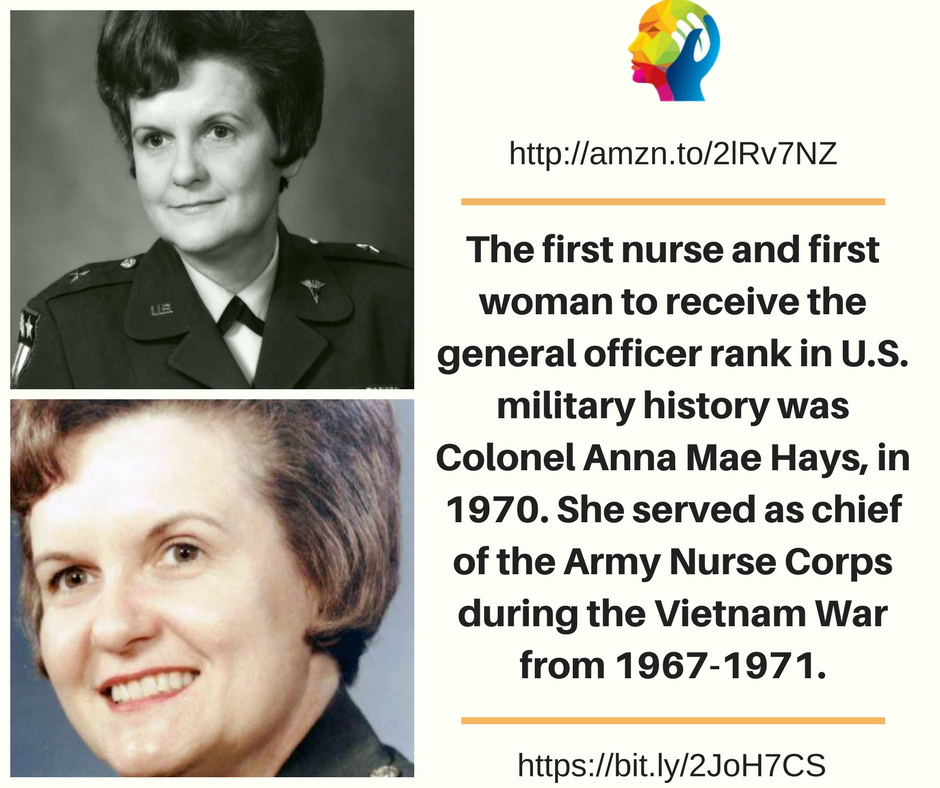 Anna Mae Hays, a legendary #armynurse and the #firstwoman in the U.S. armed forces to wear the insignia of a brigadier general. amzn.to/2lRv7NZ & bit.ly/2JoH7CS #didyouknow #doyouknow #veterannurse #rn #hospital #usa #nurse #cna #book #barnesandnoble #amazon