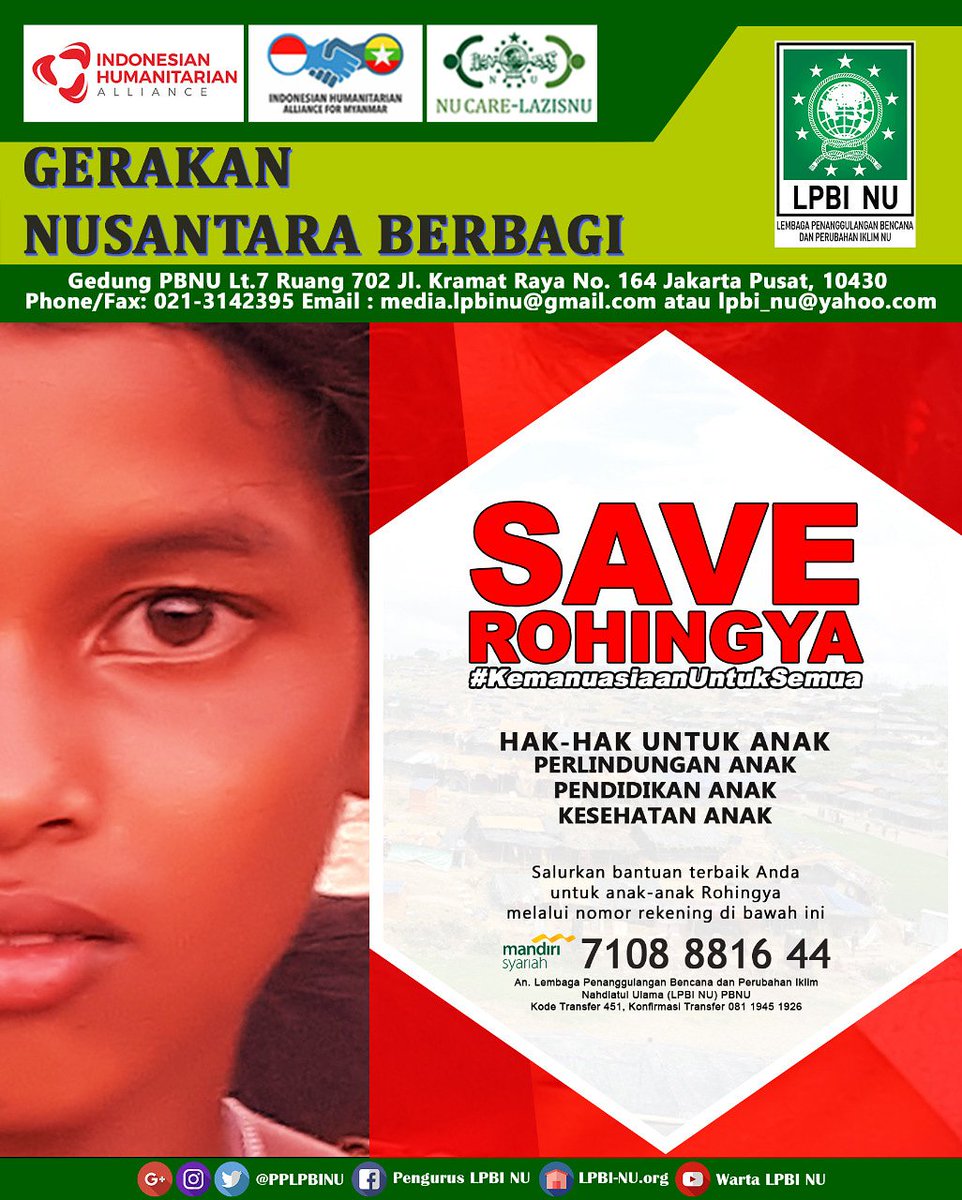 Anak-Anak Rohingya ingin punya masa depan,bantu mereka  tumbuh sehat &amp; berpendidikan,YUK SEDEKAH #nisfusyaban #NusantaraBerbagi #SaveRohingya <a href="/nu_online/">NU Online</a> <a href="/ali_yoseph/">Muhamad Ali Yusuf</a> <a href="/YayahRuchyati/">Yayah Ruchyati</a> <a href="/MarsinAja/">#marsinaja</a> <a href="/bjakfar/">Beny Syaaf</a> @Imam40621008