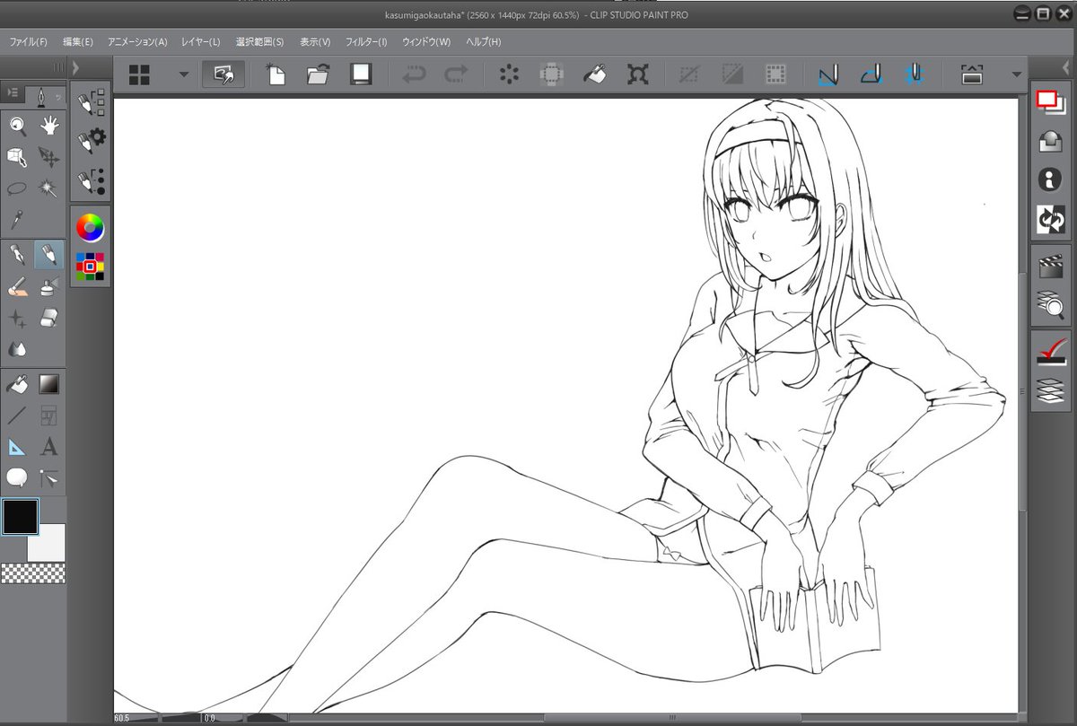 線画途中。描いてるとかなり肩こります。 