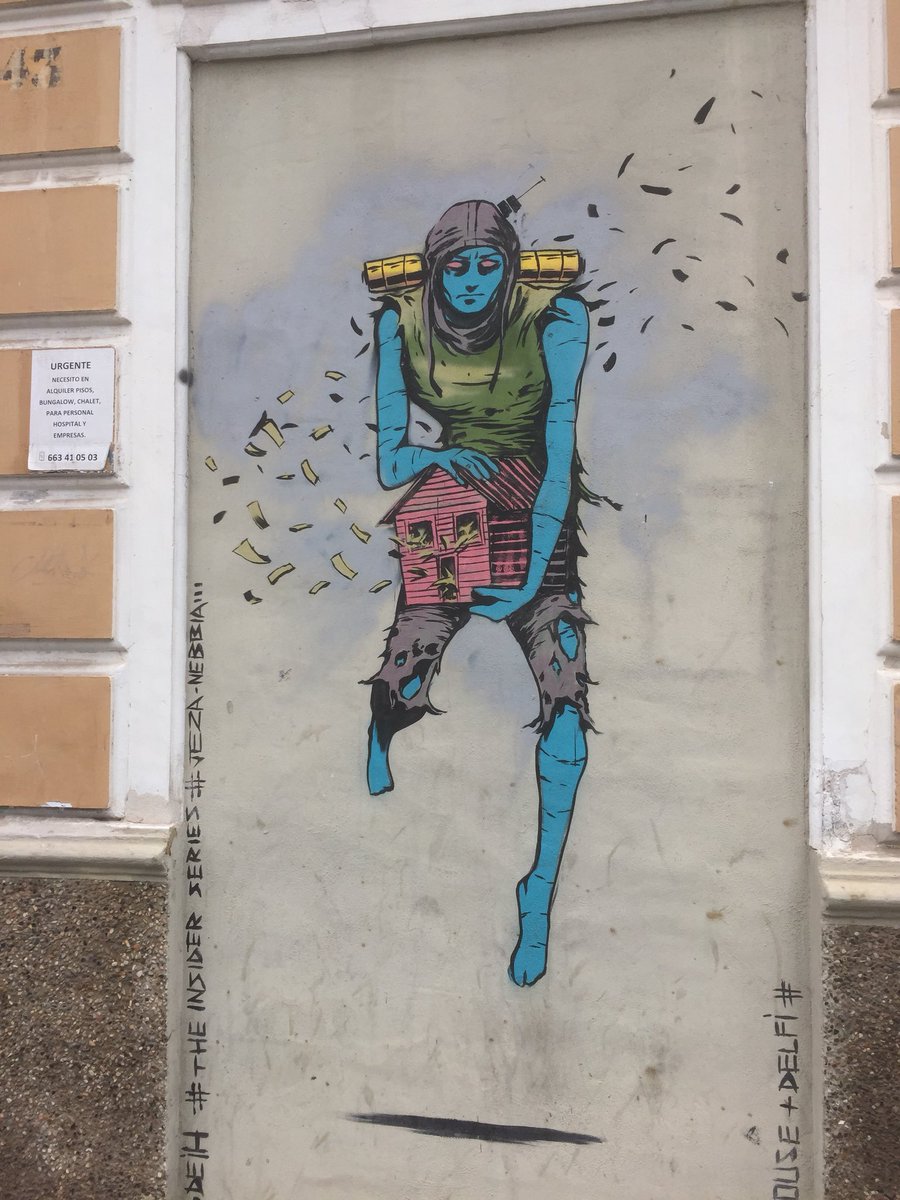 TorHaave's tweet image. Streetart hunting in Spain...
bricked up and blocked, and then somebody has given the ‘space’ a paint-job.