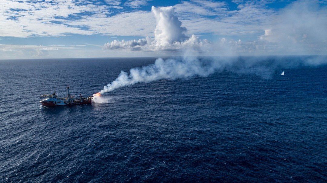 LucasVChapman's tweet photo. Another one of the interesting things we see at sea. We passed a bunch of oil platforms a few days ago. At night they light up the sky for m https://t.co/JAcvlBsJAZ
