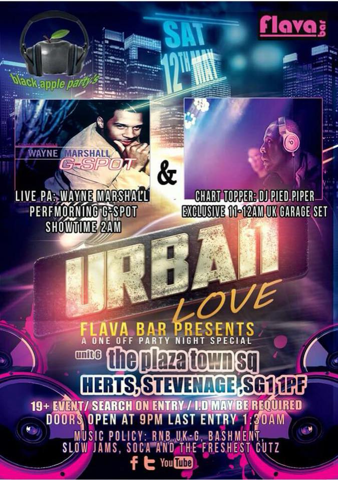 The Flava Bar presents the Soul legend Mr Wayne Marshall who will be performing his hit song 'G-Spot' at the Urban Love on May 12th. This is an exclusive one-off party night special. - facebook.com/events/1608326…