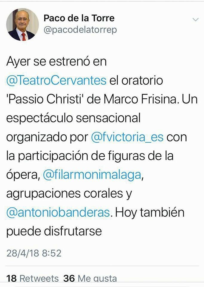 PassioMLG's tweet photo. El eco del estreno #passiochristi #malaga #marcofrisina #música https://t.co/2jmvueBBMf