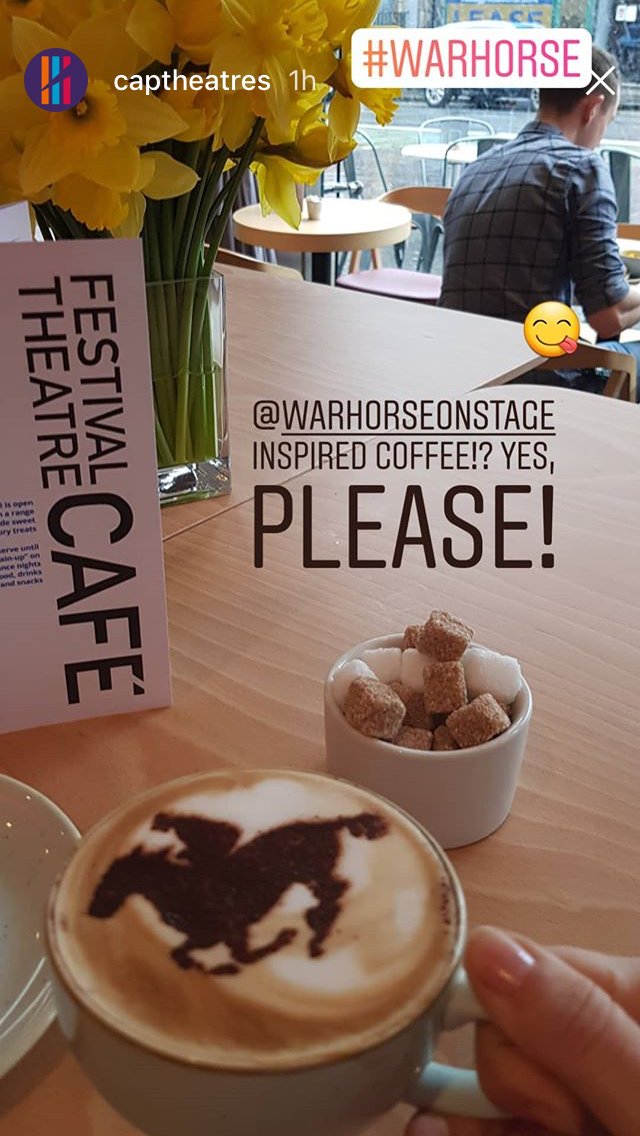 A bit of #MondayMotivation in the form of a War Horse coffee getting us through this rainy Monday morning <a href="/captheatres/">Capital Theatres: Festival, King’s & Studio</a>