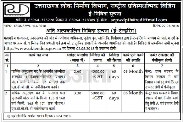 आती अल्पकालीन निविदा सूचना