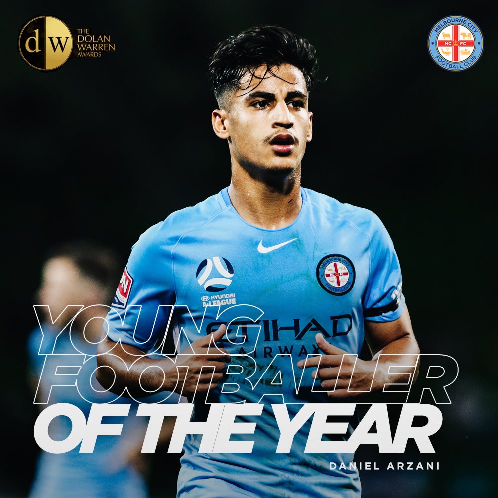. @arzani10 is named the Young Footballer of the Year! #DolanWarren