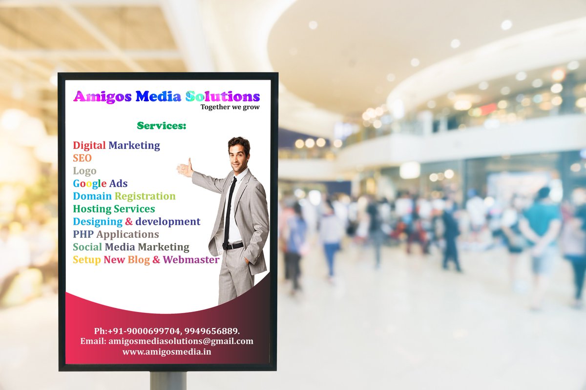 AmigosMedia1's tweet photo. @AmigosMedia1 #seo #digitalmarketing #domainregistration #hostingservices #googleads #phpapplications # #logo #Setupnewblogcreation #socialmediamarketing
Contact:
Amigos Media Solutions
Ph:+91-9000699704, 9052279234.
Email: amigosmediasolutions@gmail.com
https://t.co/PQZIIBe9KK https://t.co/NgdVLayUCy