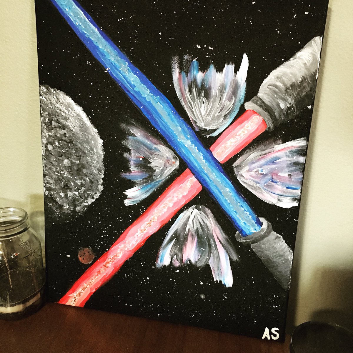 A little something something that I painted up ❤️💙 #starwarspainting #dorklife #mytalent #artwork #icanpaint