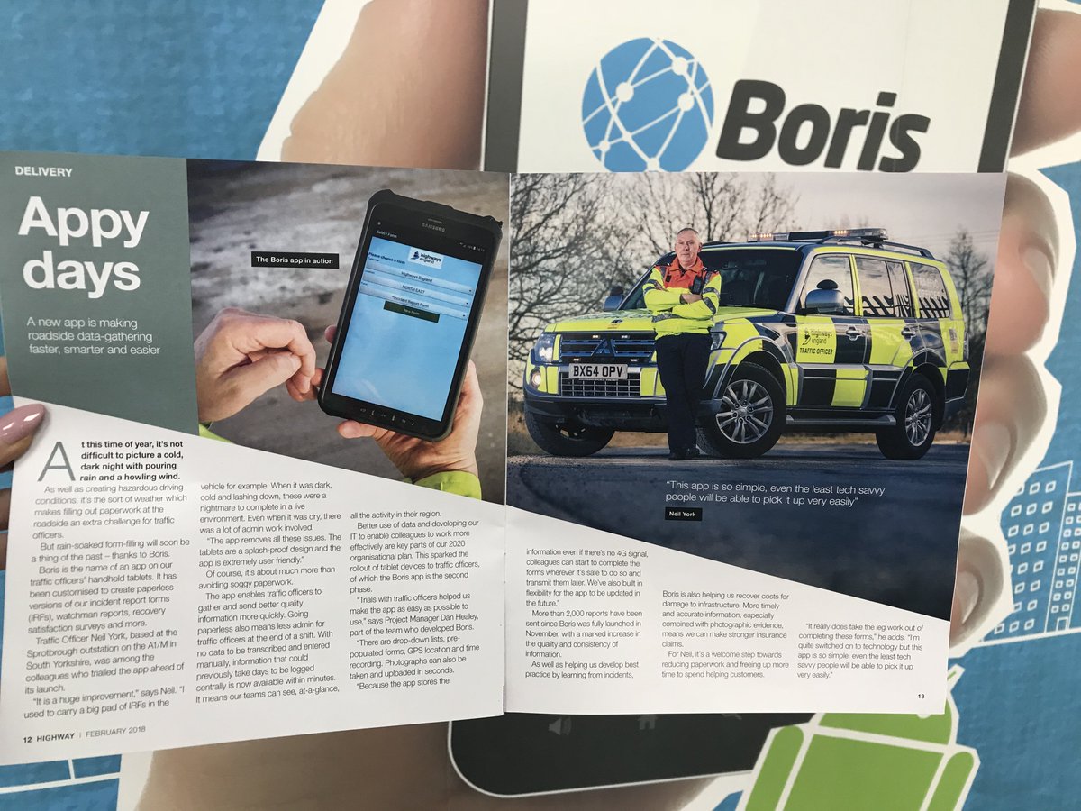 BorisSoftware's tweet photo. Appy Days,
Boris is making roadside data gathering "Faster, Smarter, and easier" for @HighwaysEngland
Boris has enabled them to have a paperless system by digitising incident report forms, watchman report and recovery satisfaction surveys.
#Appydays #Borissoftware https://t.co/Lgtl16mjIy