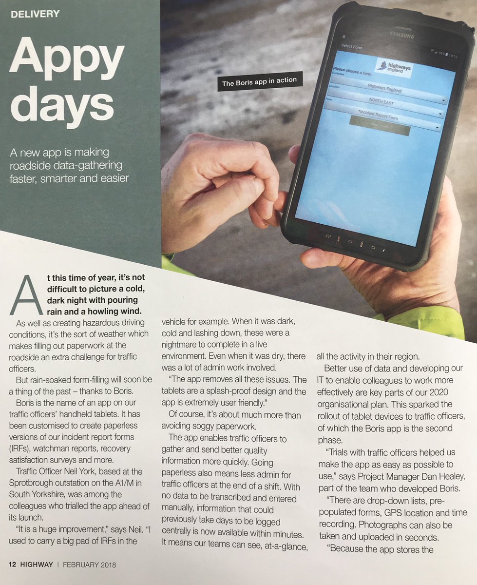 BorisSoftware's tweet photo. Appy Days,
Boris is making roadside data gathering "Faster, Smarter, and easier" for @HighwaysEngland
Boris has enabled them to have a paperless system by digitising incident report forms, watchman report and recovery satisfaction surveys.
#Appydays #Borissoftware https://t.co/Lgtl16mjIy