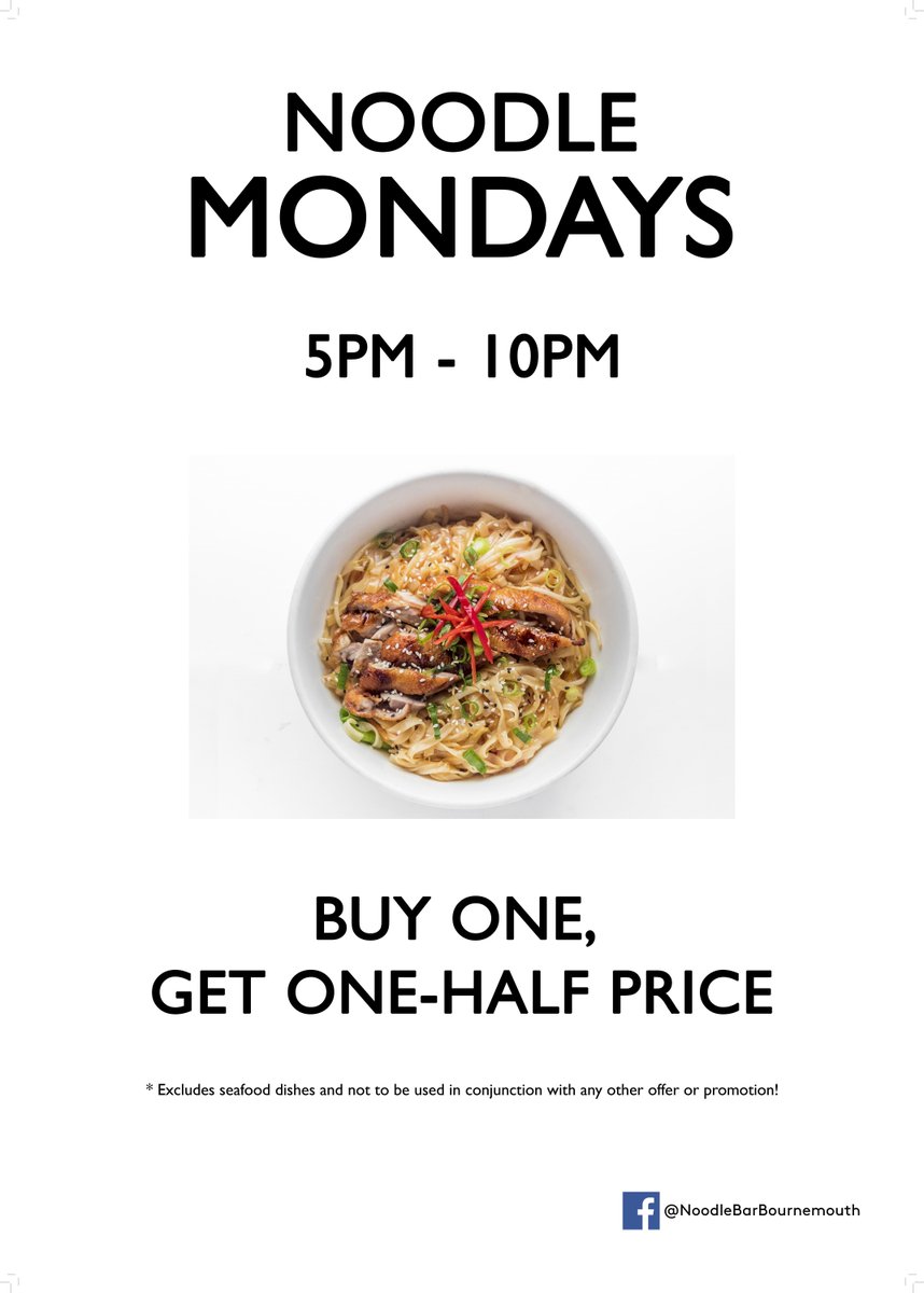 noodlebars's tweet photo. #MondayMadness Buy One, Get One-Half Price on all Starters and Mains from the Noodle Menu! #NoodleBar #Bournemouth #NoodleMondays https://t.co/H7i8y8xc1f https://t.co/K3IXIS5wBa