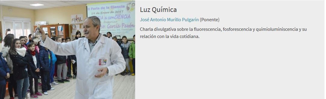 El martes 15 a partir de las 19.30 estará Jose Antonio Murillo de  <a href="/GrupoColorUCLM/">Grupo Color</a>  @Quimicas_UCLM  en #Pint18CIR en el pub Living Room, con su charla titulada "Luz química"
<a href="/pintofscienceES/">Pint of Science ES</a> 
<a href="/uclm_es/">Universidad de Castilla-La Mancha</a> 
<a href="/wikiCR/">wikiCR Ciudad Real</a>
