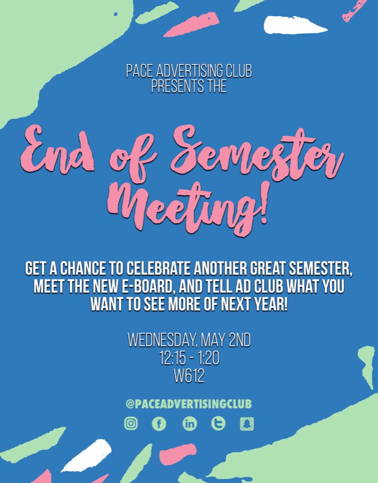 PaceAdvertising's tweet photo. 🚨Don’t miss our last meeting this Wednesday, 5/2, at 12.10pm in room W612! https://t.co/9jHmaEbKFp