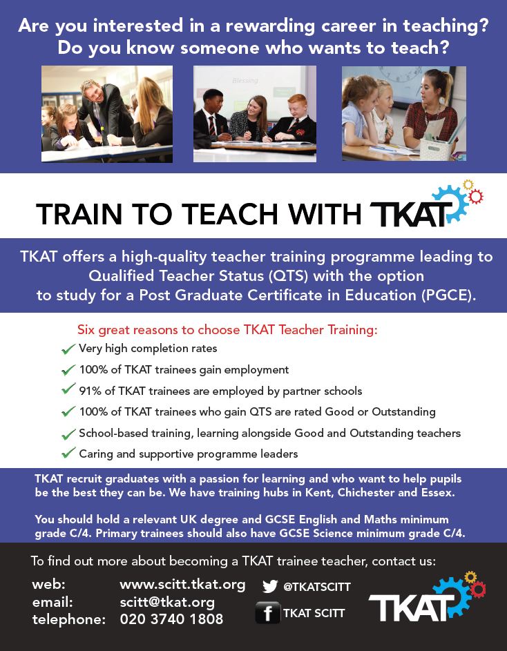 Do you have a degree? Do you want a rewarding career in teaching? 
Train to teach with <a href="/TKATSCITT/">TKAT SCITT</a> <a href="/TKATAcademies/">TKAT: Achieving More Together.</a> chs-tkat.org/227/latest-new…