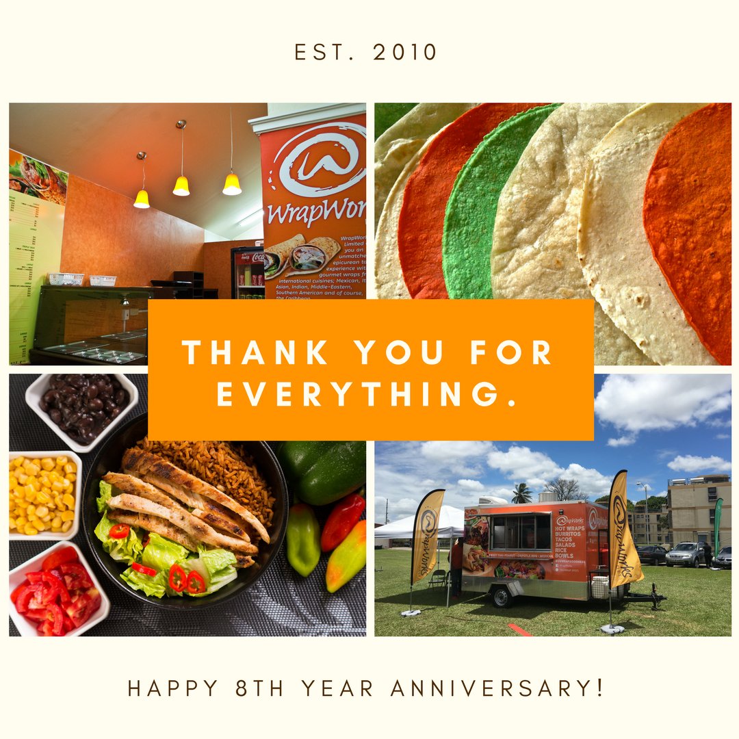WrapWorksDeli's tweet photo. Thankful! For:
✅ Being 100% Trinbagonian from conception to operation
✅ Serving 100% real meat from farm to grill with locally grown produce
✅ The best team, suppliers & partners
✅ Customers we love, who love us back
#HappyAnniversary #WrapWorksDeli #CraveIt #UnwrapGoodness https://t.co/MgCXto0sQF