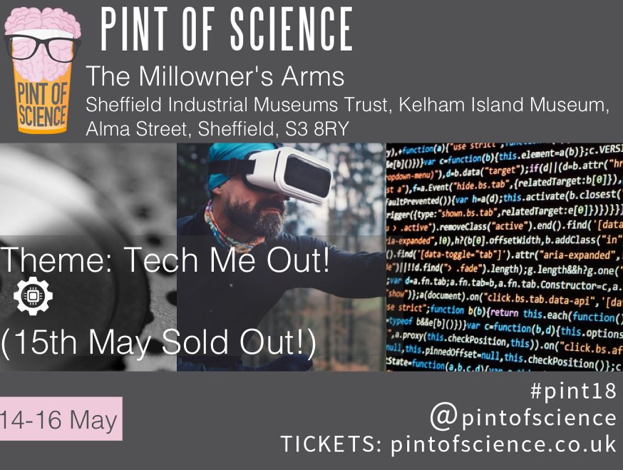UniShefPlayer's tweet photo. Another theme for #pint18 is Tech Me Out! With only two nights left to be able to listen to  @TheAMRC talk about Augemented Reality (AR) or how 3D printing actually works, get your tickets quick! https://t.co/7d5APzRYrD https://t.co/i4wBX7591a