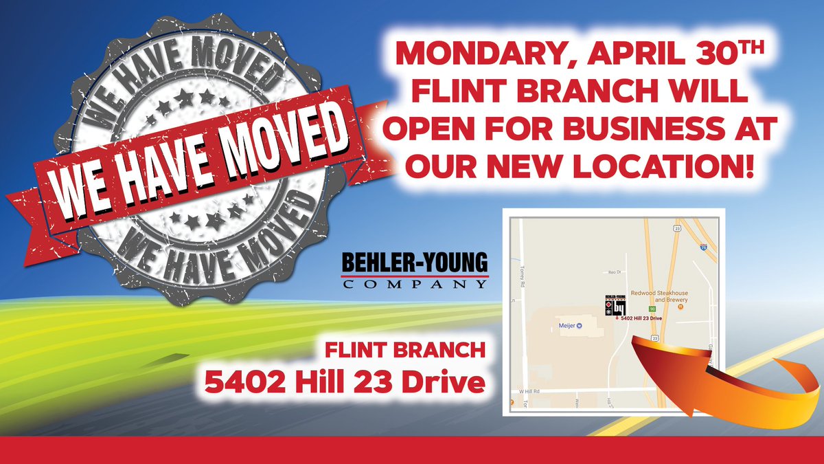 BehlerYoungHVAC's tweet photo. We have moved! Flint customers please come visit us at our new location on 5402 Hill 23 Drive! #NewFlint https://t.co/hoUvj1kFtl