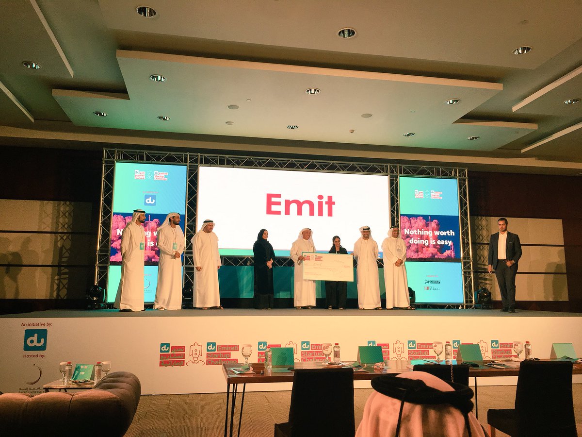 EntMagazineME's tweet photo. And the winners for @dutweets’ #dustartupchallenge are Mabany at 1st place winning AED25k, Emit at 2nd place with AED15k and Fursah and Driverless on 3rd place taking AED10k—congratulations! #startups #Dubai https://t.co/rMqOlOXMwB