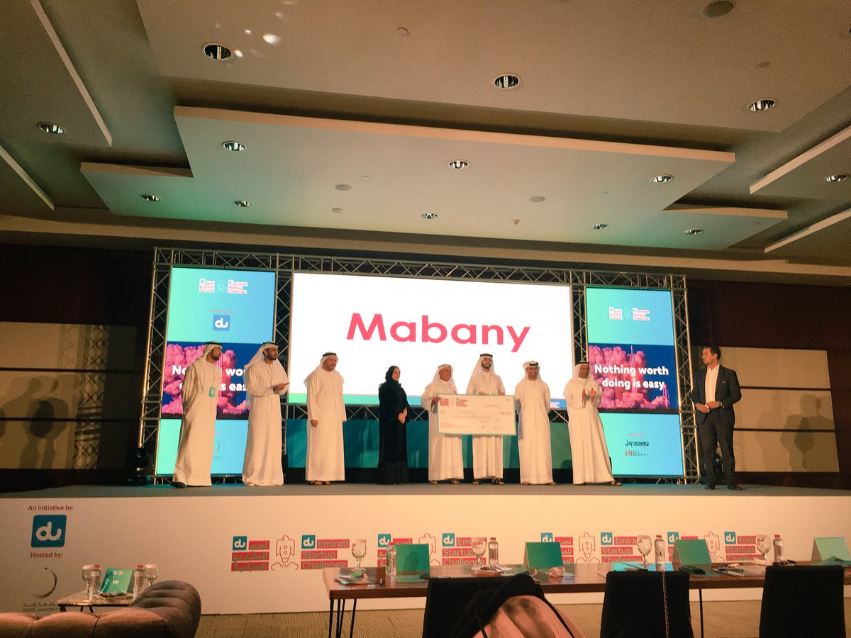 EntMagazineME's tweet photo. And the winners for @dutweets’ #dustartupchallenge are Mabany at 1st place winning AED25k, Emit at 2nd place with AED15k and Fursah and Driverless on 3rd place taking AED10k—congratulations! #startups #Dubai https://t.co/rMqOlOXMwB
