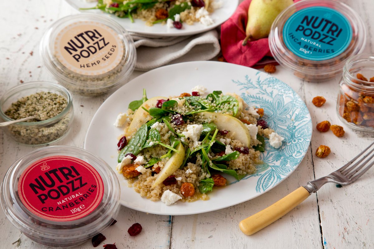 Nutripodzz's tweet photo. Great news from our Donegal postman last week predicting a “good summer” – why not try our nutty quinoa salad with spinach, pear, inca berries and cranberries to get you in the mood! #NutriPodzz  #IncaBerries #Cranberries #Healthy #Nutrition #Salad https://t.co/fkBWNPWce5