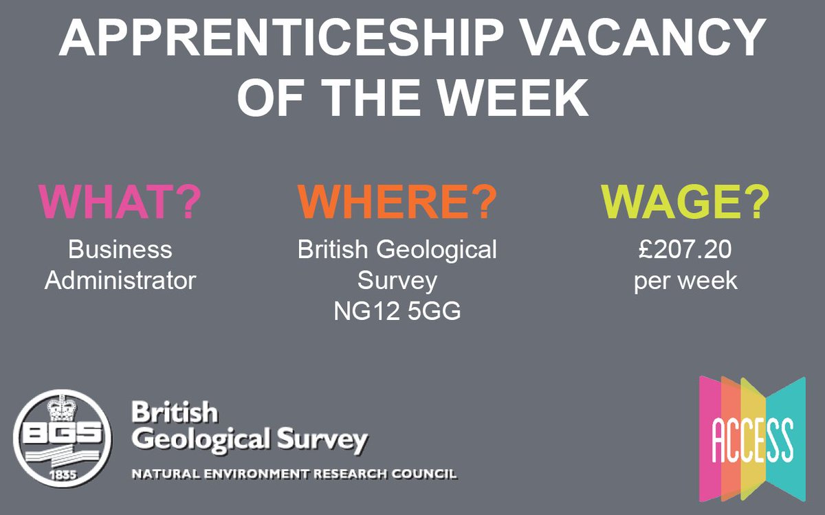 accesstraining's tweet photo. APPRENTICESHIP VACANCY OF THE WEEK!

Apprentice Business Administrator at British Geological Survey

Take a look and apply today!

https://t.co/urE8kKhnvD …

#MondayMotivation #Apprenticeship #Nottingham #MondayMorning https://t.co/1ny9rG3nwC