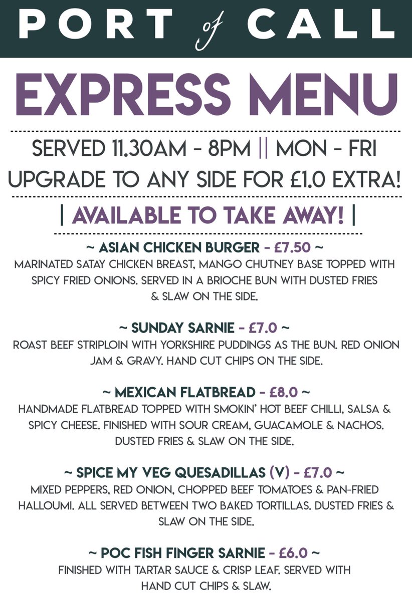 Check out this weeks EXPRESS MENU 💥🔥💥

Providing all of the motivation you need to help you through the week!

Available Mon - Fri | 11.30am - 8pm