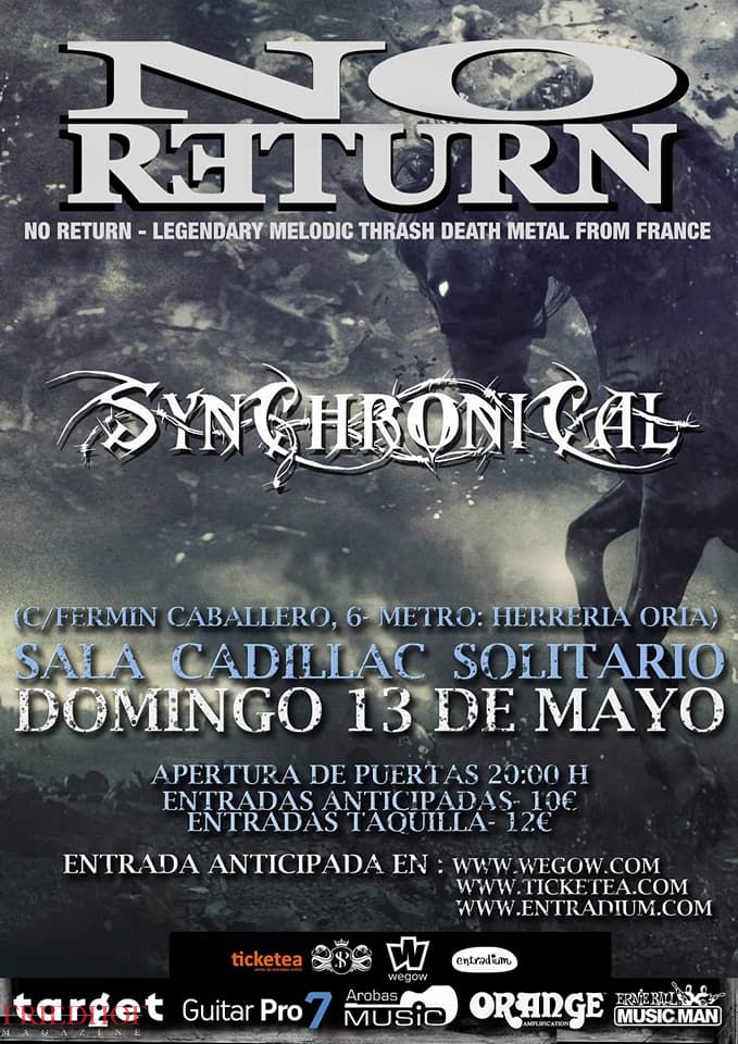 Friedhofmag's tweet photo. [ Agenda ] #NoReturn con #Synchronical en Madrid. https://t.co/lGaXT5UhGs #DeathMetal #ThrashMetal @Synchronical https://t.co/yb7sfGQIuk