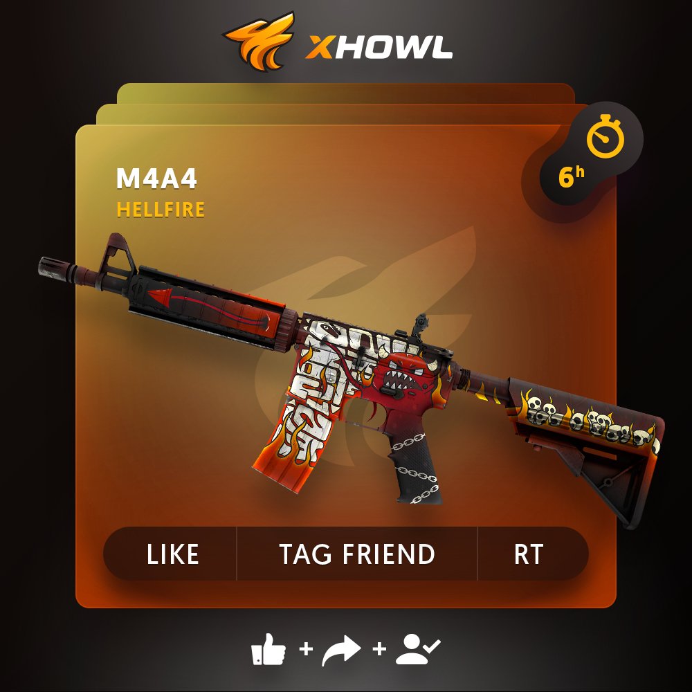 xhowlcom's tweet photo. 🍀 M4A4 Hellfire #Giveaway:
☘️ CLICK https://t.co/ImBbzTzR4m                                                                      
🌿 Like + RT + Follow us @xhowlcom
🌱 Tag your friend

🏆A winner in 6h!
#csgo #csgoskins #dragonlore #csgoknife #csgodlore https://t.co/eevc7QZqRE