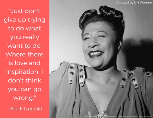 UN_Women's tweet photo. Happy #JazzDay! Let's celebrate musicians like Ella Fitzgerald, whose voice continues to transcend borders and bring people together, along with "All That Jazz." https://t.co/7pJNVnUlgU