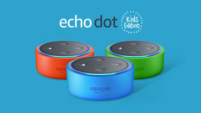 Il est rouge, vert ou bleu, résistant aux chutes et aux chocs : c'est le nouvel assistant vocal pour enfants d'Amazon US : echo dot Kids pour les 5 à 12 ans. Il répond aux questions des kids, raconte des histoires, propose des jeux, des playlists musicales et réveille le matin.