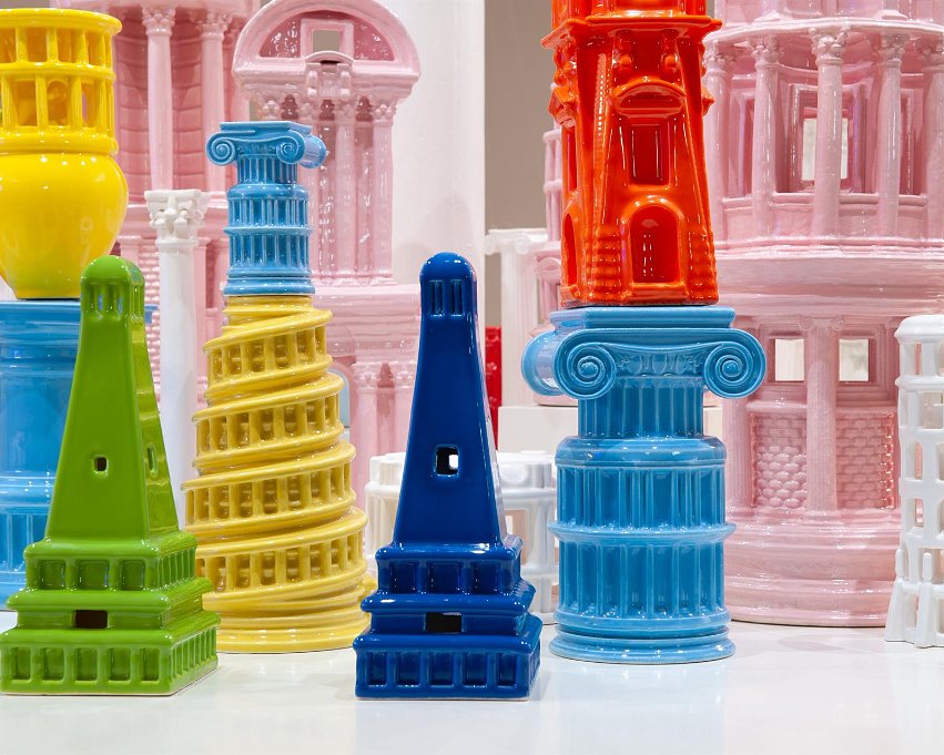 British young designer Adam Nathaniel exhibited at Milan Design Week with his “Historical Promiscuities”  that reinterpret history and architecture through shapes, colours and pop atmospheres. despoke.com