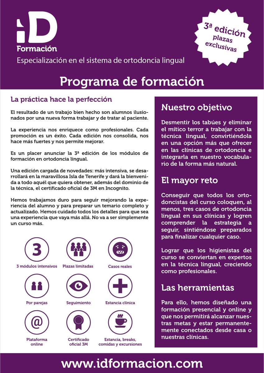 idformacion's tweet photo. Nueva 3ª edición del curso de Especialización en el sistema de ortodoncia lingual: mejor, intensiva y con la certificación oficial 3M para Incognito. - https://t.co/JNfPTSkK8g https://t.co/Hu0s2yGFDX