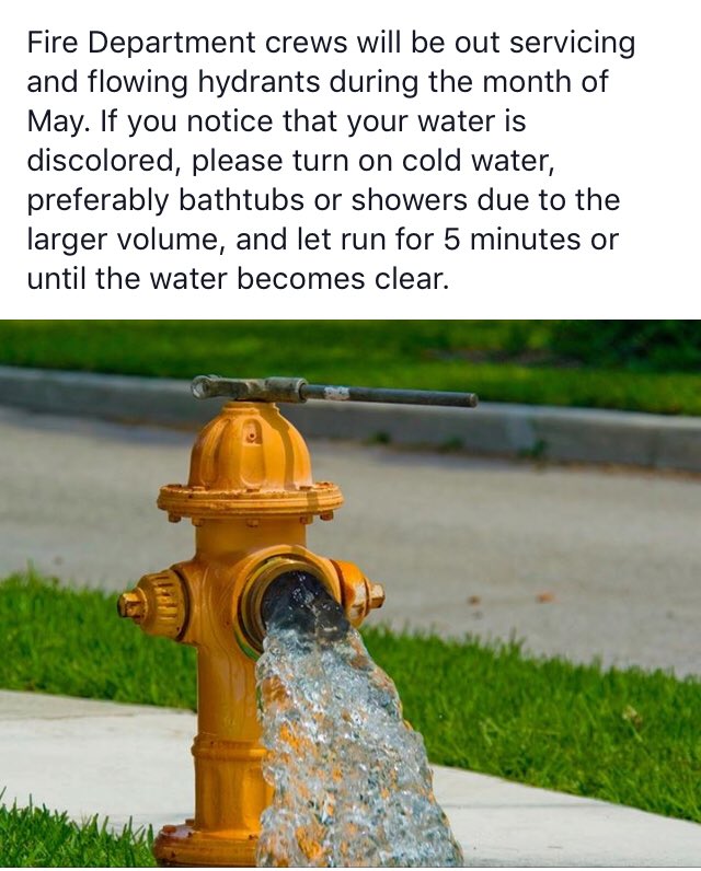 Spring hydrant flushing is underway.