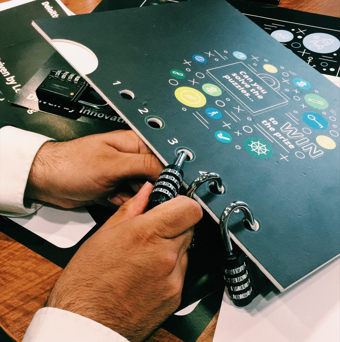 DeloitteCareers's tweet photo. 5 padlocks for 5 challenges. Each challenge solved provides the codes to the next. Each team must work together to become the first to solve all 5 and win the golden ticket. Can our Innovators unlock the The Curiosity Box?
#TellDeloitte https://t.co/HUZDhGiG7Y