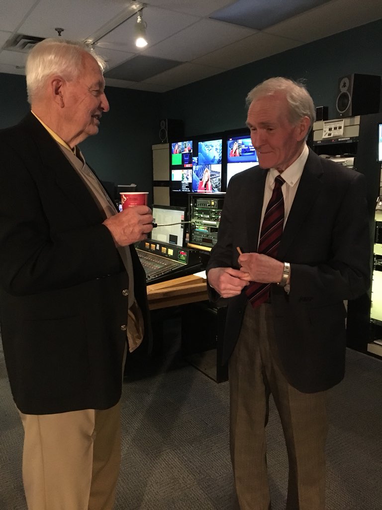 Lisa_Mac_D's tweet photo. @Machschnel Wally Macht and Graham Hart chat ahead of their appearance on The Morning Show on CHEX. Do you have a message for  Graham on his last day? Tweet your message tagging @CHEXNewswatch   #GrahamHartDay https://t.co/btvglSob0q