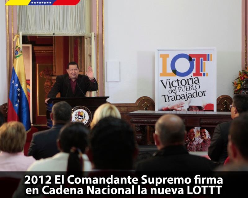 Un día como hoy el Comandante Chávez firma la Nueva Ley Orgánica del Trabajo, de los trabajadores y trabajadoras, reivindicando los derechos de la clase obrera arrebatados durante la Cuarta República.