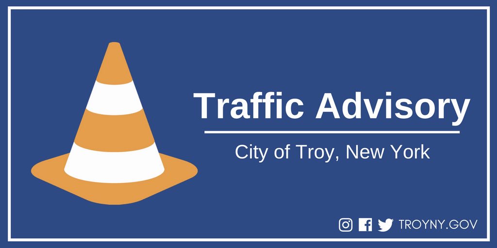 TroyCityHall's tweet photo. ICYMI: City officials have issued a traffic advisory for River Street beginning 8:30 a.m., Monday, April 30, for scheduled public utility maintenance operations. More info: https://t.co/Uf46kZT9cb #TroyNY https://t.co/HuSx8uXMqM