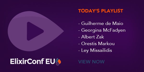 ElixirConfEU's tweet image. First 5 videos from #ElixirConfEU released! View today&apos;s talks from @_polymetis_ @orestis @gemcfadyen @nirev and Albert Zak. 5 More talks added tomorrow. ow.ly/rHWj30jKriL