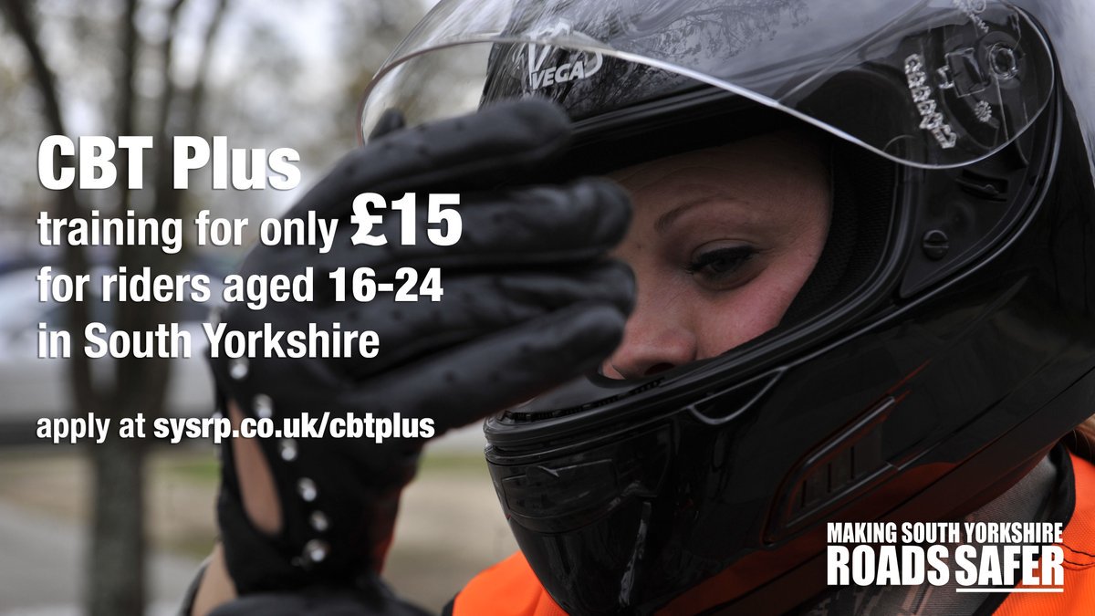 SYSaferRoads's tweet photo. Young riders in #SouthYorkshire can now get additional CBT Plus training for just £15 (normally £75). A great opportunity to build on existing motorbike skills, increase confidence on the road and become a safer rider. Apply now at https://t.co/uKe9Qjrjok #cbtplus #RoadSafety https://t.co/2eC4oC3rld