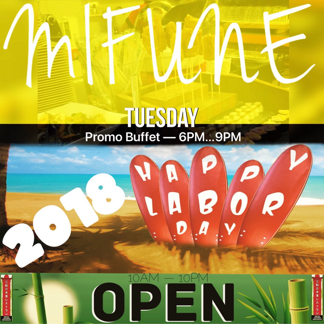 MIFUNEdumaguete's tweet photo. #Dumaguete #LaborDay2018 - #goingJapanese #EatAllYouCan #MIFUNE buffet
PHP333.00 per Head
1st come — 1st serve | no reservations
Table sharing | no left over | no take out
#foodsharer #foodporn #foodpornshare #foodtrip #foodtrippin #DumagueteFood #WhenInDumaguete #WhenInDuma https://t.co/PgvHvM7Hz2