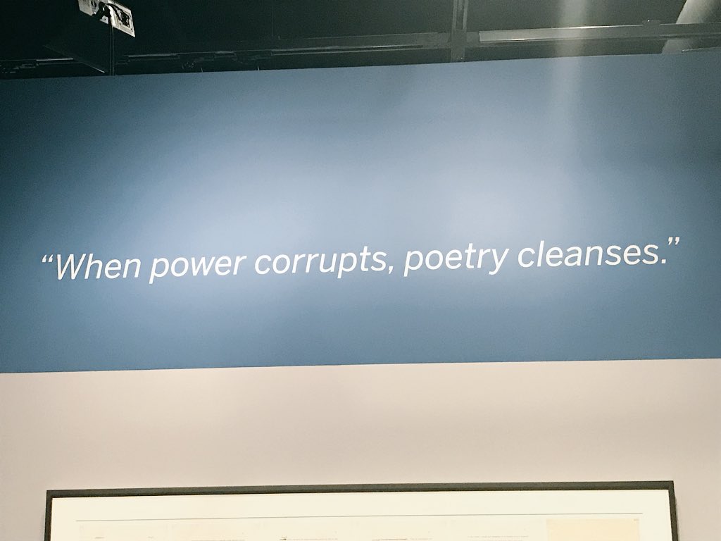 DanMulhall's tweet photo. “When power corrupts, poetry cleanses” - an interesting #JFK quote seen @JFKLibrary. https://t.co/EZnmT4IKiM