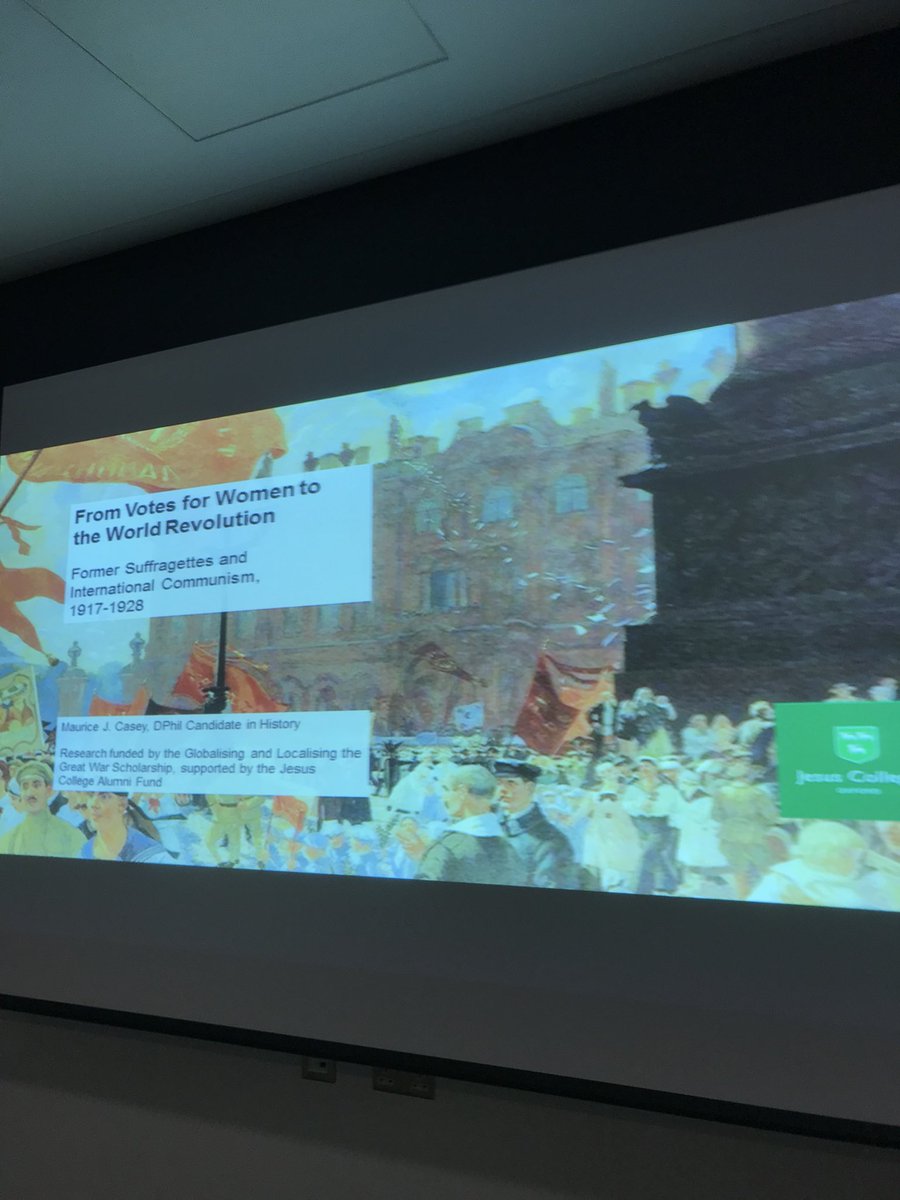 First up at the MCR research symposium will be @MauriceJCasey, presenting research on suffragettes and international communism