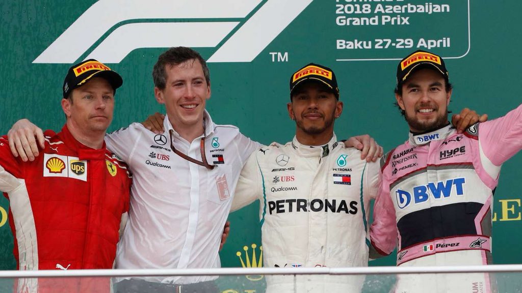 UBRacing's tweet photo. It was fantastic to see UBRacing alumnus @WillGoulbourne on the podium with Lewis Hamilton at the Azerbaijan GP! Proof, if any were needed, that the opportunities that Formula Student offers are limitless #UBWhat #UBRacing https://t.co/ETBJsm45Gk