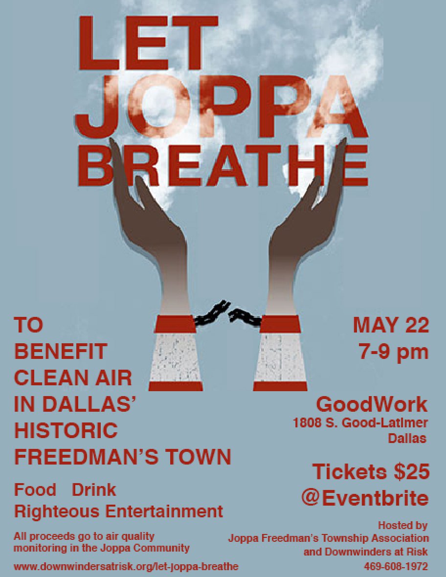 cleanerair's tweet photo. Historic union of "South Dallas and "Green Dallas" on May 22 https://t.co/iNZrH2F0CI #LetJoppaBreathe https://t.co/u3PwZ7uLup