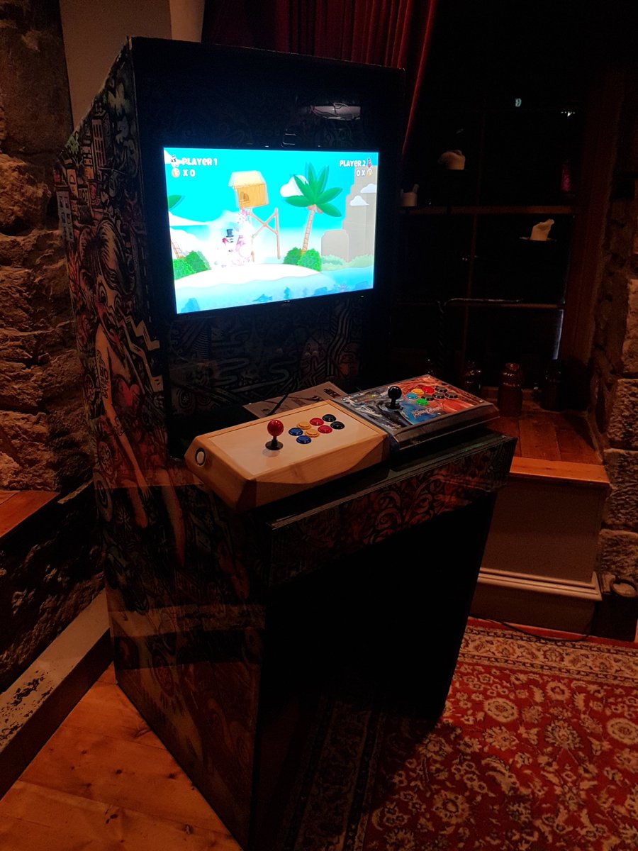 mr_square's tweet photo. A few pics of my wedding reception arcade cabinet/photo booth combo! Cabinet courtesy of @WeThrowSwitches, game by myself and @DigitalWood. *So* worth the effort - there was a queue to get on it nearly the whole night and we've ended up with some hilarious pics! 😁 https://t.co/J7D9VakWbK