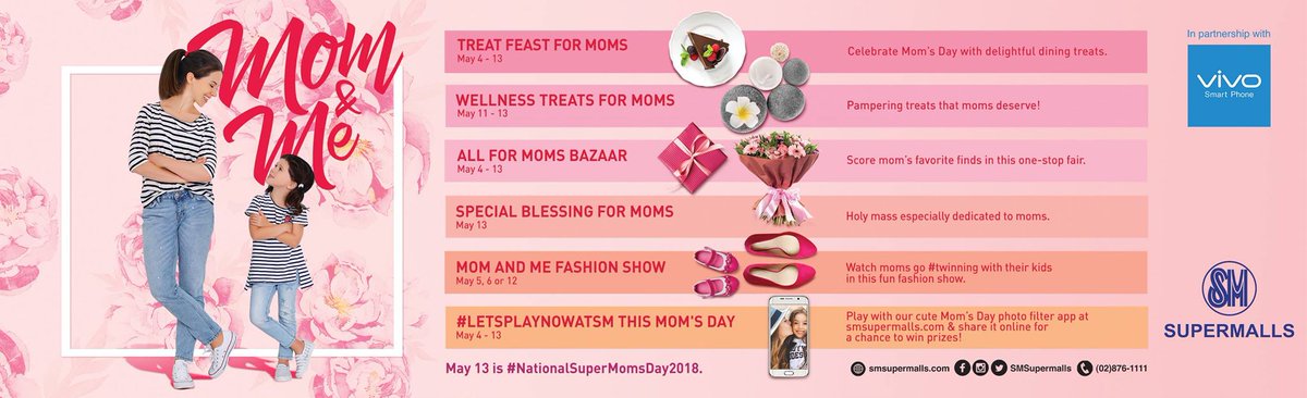 smsupermalls's tweet photo. May 13 is #NationalSuperMomsDay2018💐💕

RT this for a chance to win buffet GCs! We'll announce the lucky winner on May 10. Make sure that you’re following us to qualify for the e-raffle.

#EverythingsHereAtSM 👉 https://t.co/qBkUqpLdVo https://t.co/HOtib8GK71