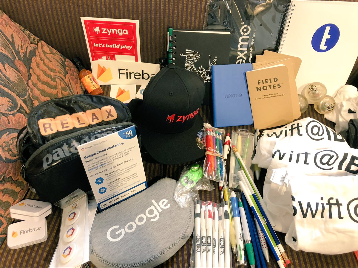 John Gallaugher Sur Twitter Dipping Into The Swag For Student Prizes In The swift Student App Showcase Zynga Travel Kit Firebase Hot Sauce Ibm Swift T Shirts Intel Flash Bounce Balls Wepay